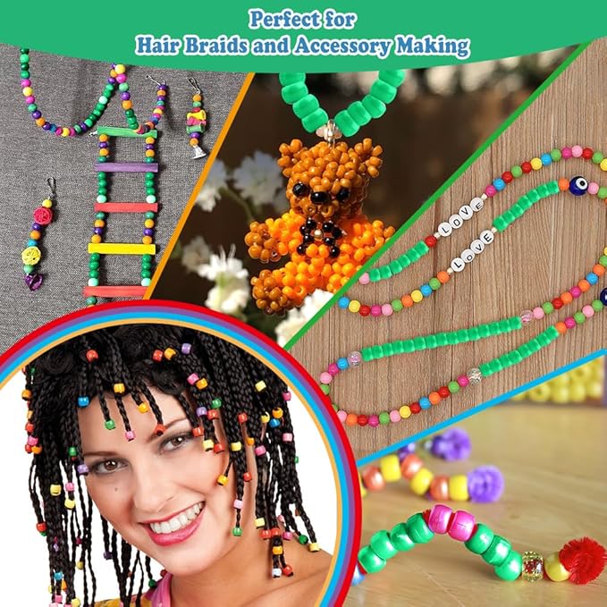 qpixvb 1100pcs pony beads,green pony beads,green bead for jewelry making,bulk kandi christmas bead for bracelets making,diy crafts gifts,hair braids