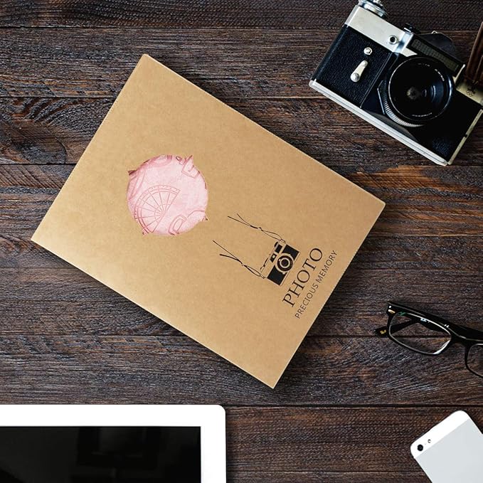 ThxMadam Leather Scrapbook Album 60 Pages Vintage Love Photo Album,11 * 8.1 Inch Scrapbook for Couples-DIY Memory Book,Birthday/Wedding Guest Book Gift for Anniversary Mother's Day