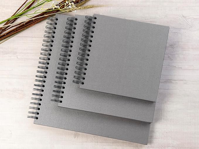 potricher 8 x 8 Inch DIY Scrapbook Photo Album 80 Pages Thick Kraft Blank Gray Paper Memory Book for Wedding and Anniversary Family (Gray, 8 Inch)