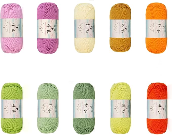 Susan’s Family 4‑Ply Yarn Combo 10 Packs – 60% Cotton 40% Acrylic Yarn for Knitting & Crochet, DIY Scarf & Blanket Pattern & Video Tutorials, Handmade Gift - Color Master (17#Woods Witch)