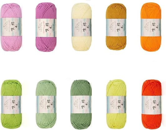 Susan’s Family 4‑Ply Yarn Combo 10 Packs – 60% Cotton 40% Acrylic Yarn for Knitting & Crochet, DIY Scarf & Blanket Pattern & Video Tutorials, Handmade Gift - Color Master (17#Woods Witch)