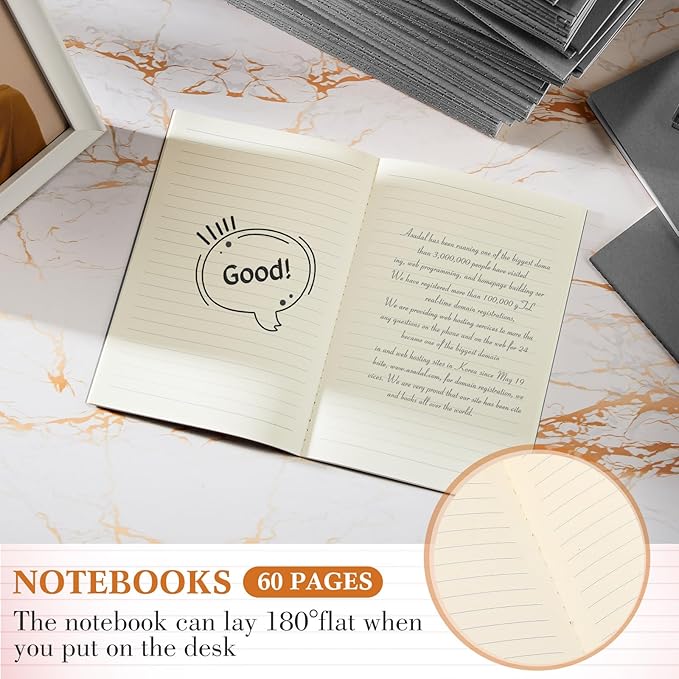mimorou 100 pcs journals notebooks bulk - kraft softcover a5 small notebooks 5.5 inch x 8.3 inch notepads with 60 page 30 sheet for writing sketch travel office supplies(grey,lined)