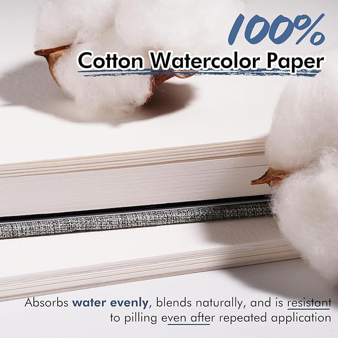 Watercolor Sketchbook, Fuumuui 7.6"x7.6" Watercolor Journal with 30 Sheets 140 LB (300 GSM) Cotton Paper for Painting, Drawing, Art Journaling, Sketchbook As Travel Notebook