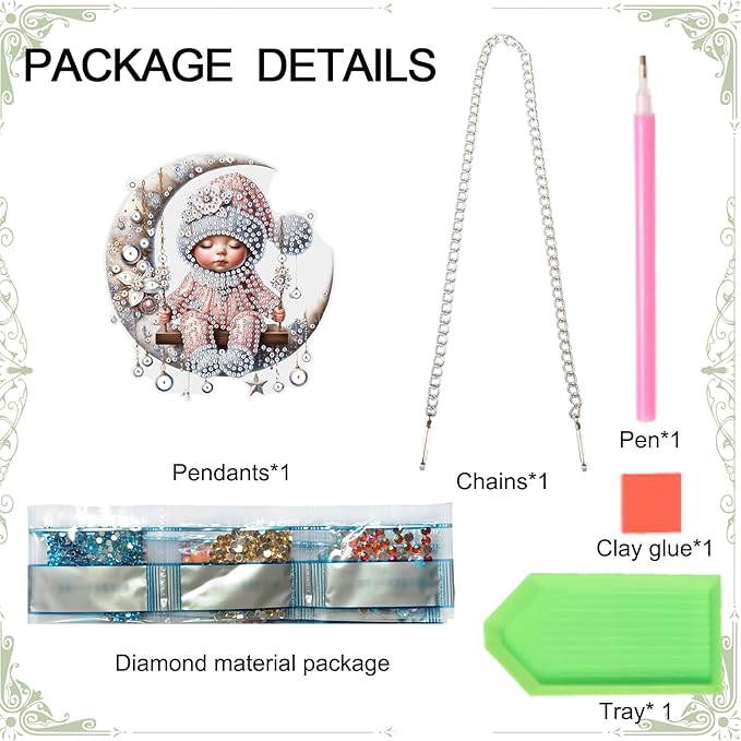 AiYuanzsh Christmas Baby on Moon Diamond Painting Hanging Kit, DIY 5D Acrylic Diamond Art Pendant with Special Shaped Rhinestones, Elegant Wall or Window Decoration, Handmade Craft Gift for Adults