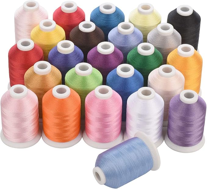 Simthread 1100 Yards Spool 24 Assorted Colors Trilobal Polyester Embroidery Machine Thread for Special Designs on Most Home or Commercial Embroidery Sewing Machines 24C01
