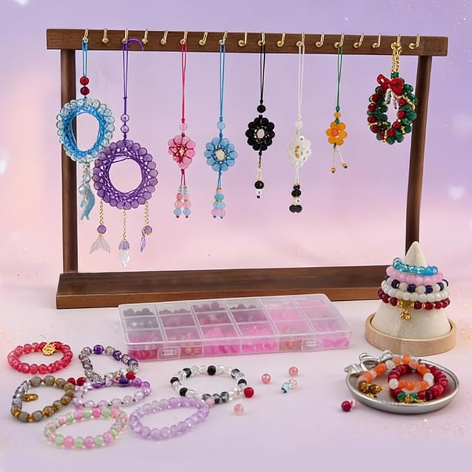 Hanyoung Valentines 8mm Glass Beads for Bracelet,18 Colors 450 pcs Red and Pink Beads for Jewelry Making kit, Crystal Glass Round Beads for DIY Crafts Gifts (Red Color)