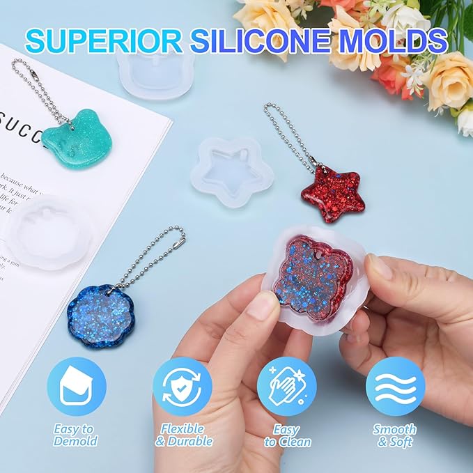 KISREL UV Resin Jewelry Making Kit, 200g Crystal Clear Resin with Light and Molds, DIY Jewelry Making Kit, Resina Starter Kit for Keychain and Earring