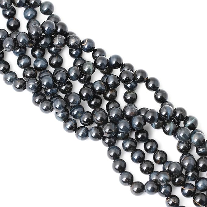 cheavian 35pcs 10mm natural blue tiger eye gemstone round loose beads for jewelry making diy findings 1 strand 15"