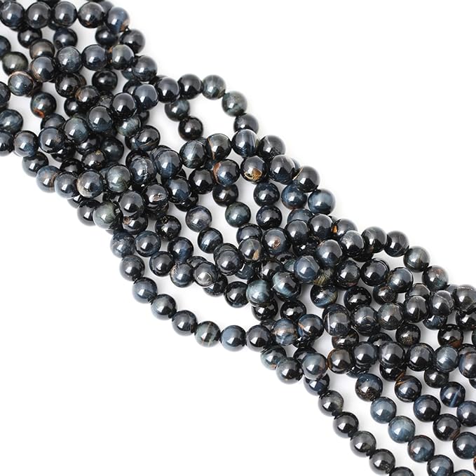 cheavian 45pcs 8mm natural blue tiger eye gemstone round loose beads for jewelry making diy findings 1 strand 15"