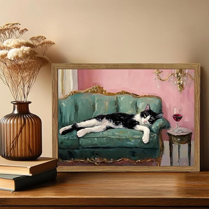 EIBEILI Diamond Art Kits for Adults, Vintage Cat Diamond Painting Art for Beginner DIY Round 5D Paint with Diamonds Pictures Gem Full Drill Diamond Dots Crystal Kits for Home Wall Decor Gifts 12x16in