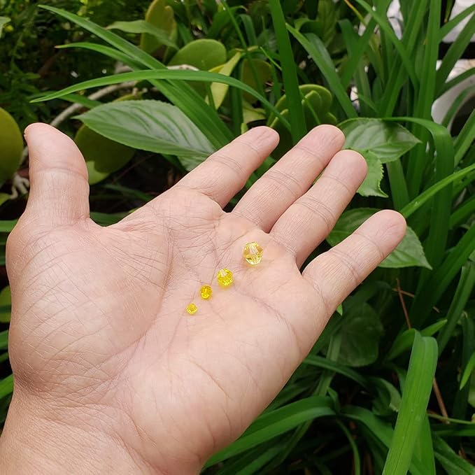 Yellow Bicone Glass Beads for Jewelry Making, Faceted Crytal Spacer Beads for Bracelet Necklace Earring (3mm 4mm 6mm 8mm Mixed Sizes, 1040pcs)