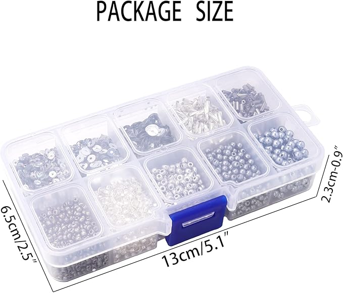 Assorted Beads for Jewelry Making, Glass Seed Bugle Tube Beads Loose Sequins Multiple Sizes for Crafts Sewing Jewelry Making