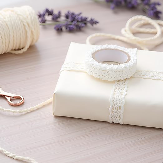 1 Roll 1.7m White Trim Ribbon Tape Self-Adhesive Decorative Lace Fabric Washi Tapes Striping Masking Tapes Decorative Sticker White Durability Lace Washi Tape,Arts and Crafts Tape