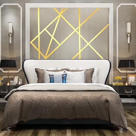 6 Rolls Gold Tape, 1/2 Inch Decorative Tape Self Adhesive Gold Mirror Tape Metallic Tape DIY Gold Graphic Art Tape Film Tape Gold Strips for Wall Decor TV Frame Crafts Decoration and Gift Box Wrapping