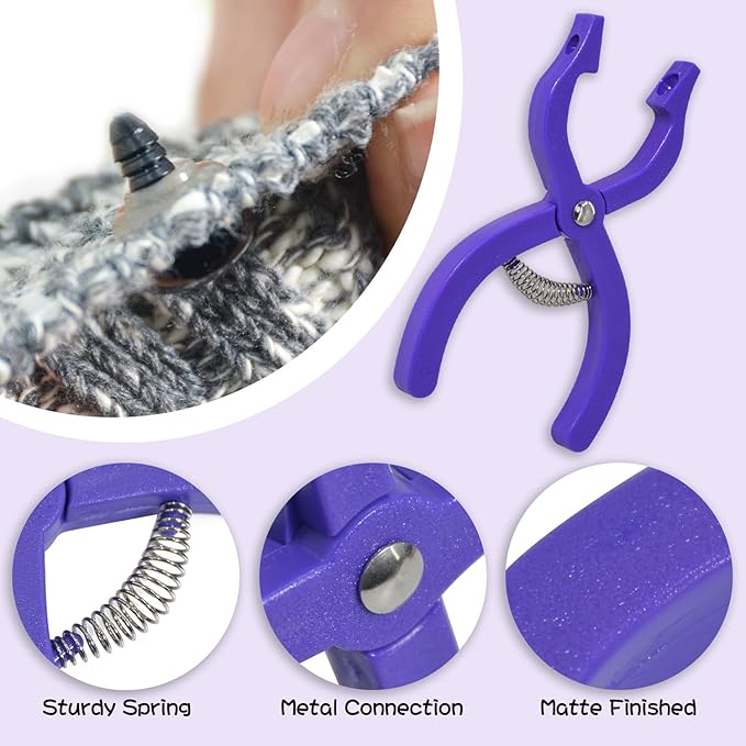 UPTTHOW Safety Eyes Jig Pliers Auxiliary Tool for Attaching Doll Eyes and Noses for Amigurumi and Crochet, DIY Craft Install Accessories Supplies for Stuffed Animals, Purple