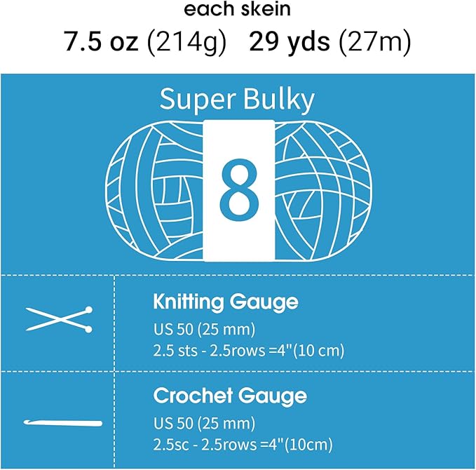 MABOZOO Tie Dye Chunky Yarn for Crocheting 8 Pack,Sky Blue Fluffy Jumbo Chenille Yarn,Soft Plush Yarn Bulky,Giant Thick Fuzzy Yarn for Hand Knitting or Arm Knitting (29 yds,8 oz Each Skein)