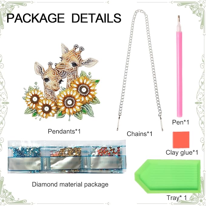 AiYuanzsh Sunflower Giraffe 5D DIY Diamond Art Painting Hanging Kits Creative Design Special Shaped Crystal Pendant Kits Home Decoration Ornament