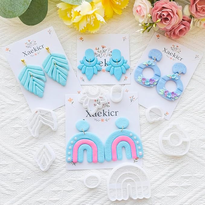 Xaekicr Abstract Shapes Polymer Clay Cutters Set – Clay Cutters for Polymer Molds, Clay Earring and Versatile Tools