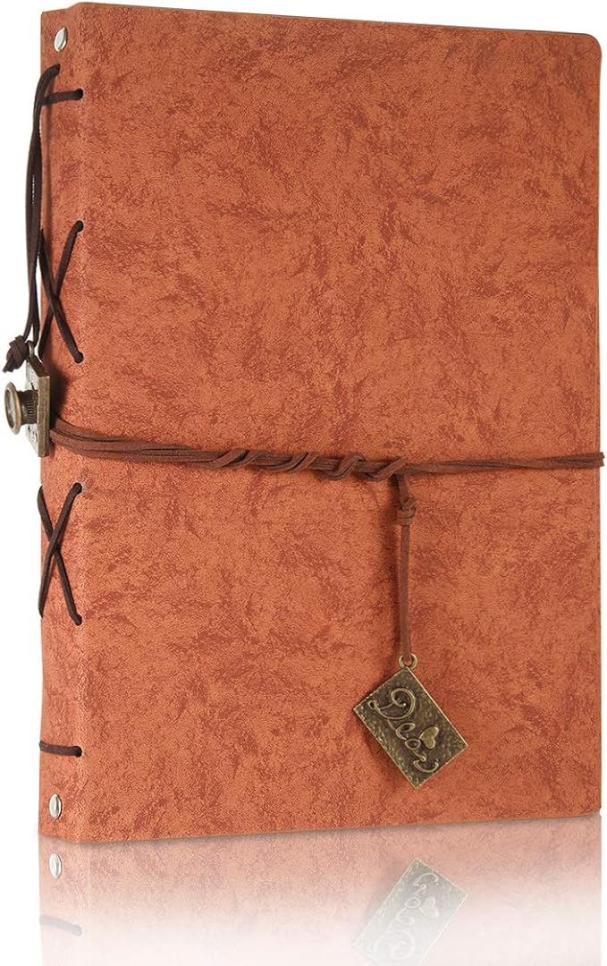 ThxMadam Leather Scrapbook Album 60 Pages Vintage Love Photo Album,11 * 8.1 Inch Scrapbook for Couples-DIY Memory Book,Birthday/Wedding Guest Book Gift for Anniversary Mother's Day