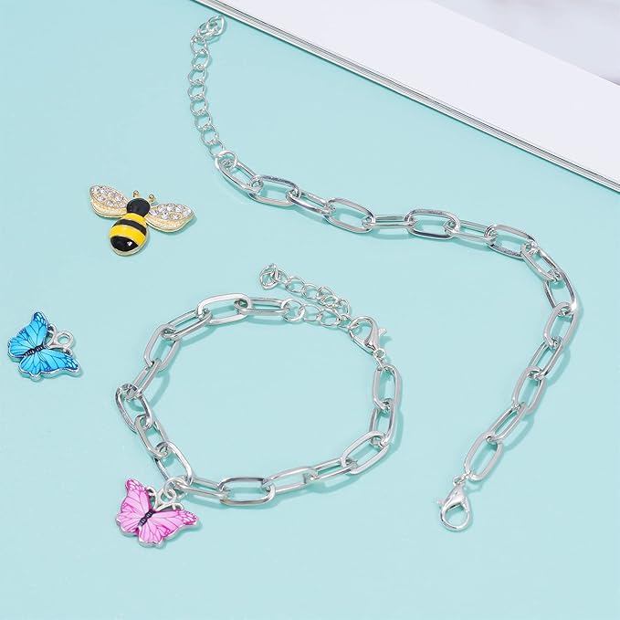 tiggell 20pcs Chain Bracelets Kit Alloy Link with Lobster Clasps for Christmas DIY Women Jewelry Findings Bracelet Making (Silver)