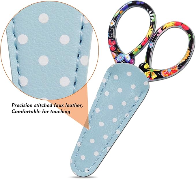 Sewing scissors sharp Embroidery Crafting Threading Scissors with Leather Scissors Cover for Needlework Craft Art Work Manual Handicraft DIY Tool