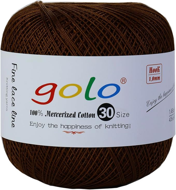 golo Crochet Thread Size 30 Yarn for Hand Kniting Yarn for Tatting Black Brown 277