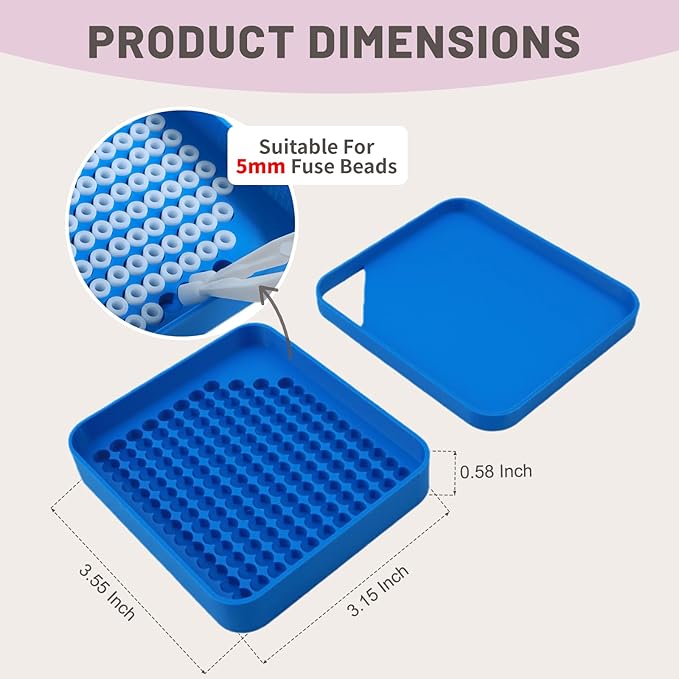 2 Pcs 5mm Fuse Beads Picking Tray Kit with Total 296 Holes, Efficient Sorting Tools with Effortless Beads Recovery, User-Friendly for Iron Bead Beginners (Blue and Green)