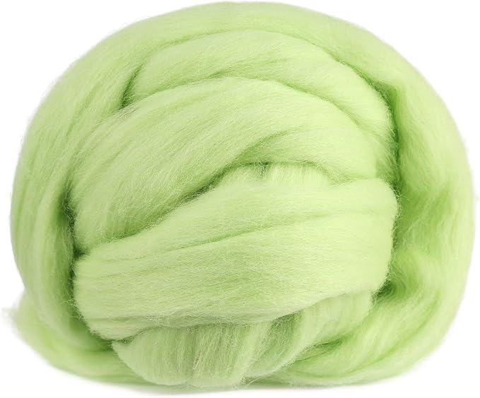 3.53oz Wool Roving, Wool Felting Supplies, Pure Wools, Chunky Yarn, Spinning Wool Roving for Needle Felting Wet Felting DIY Hand Spinning (Light Green)