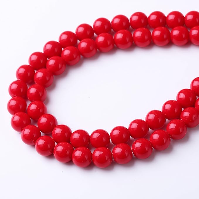 Ruby Glass Stone Beads for Jewelry Making DIY Gemstone Round Crystal Bracelet Necklace 1 Strand 15.5inch 12mm 30pcs