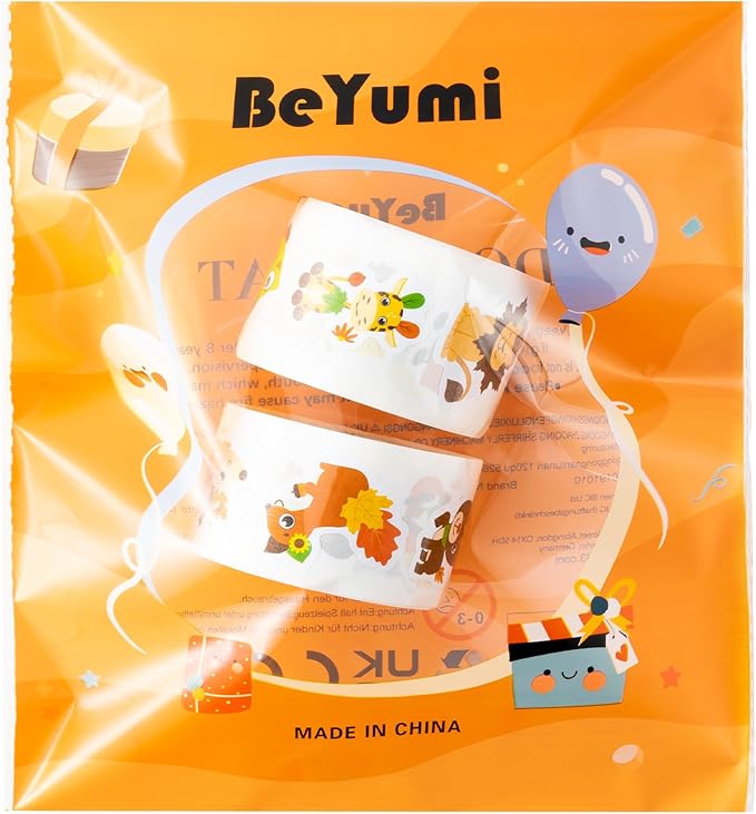 beyumi maple leaves animals stickers - 1000pcs fall leaf cute animals stickers in 2 rolls autumn thanksgiving adhesive decals fall holiday party favor supplies classroom office bottle decor