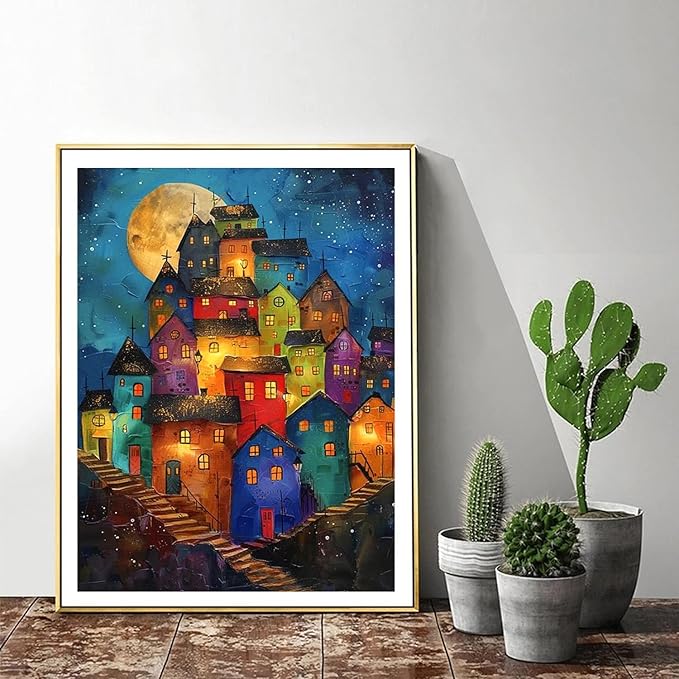ijbnhd Diamond Art Kits for Adults - House Diamond Painting Kits for Adults, 5D Diamond Painting Dream House, DIY Full Drill Gem Art Crafts for Home Wall Decor 12x16inch