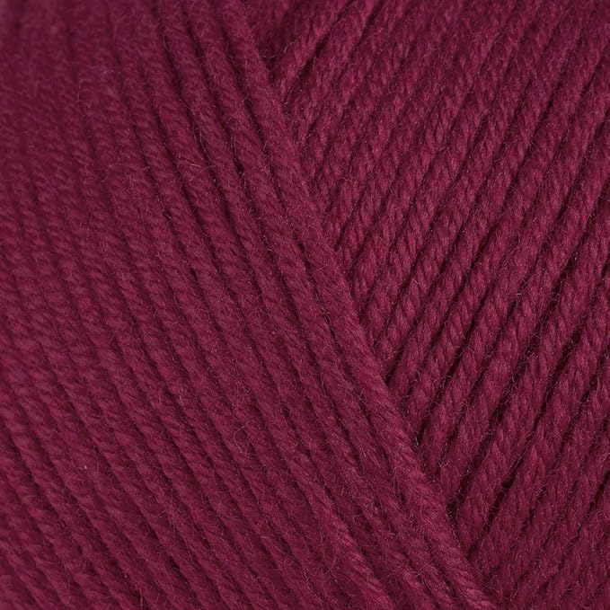 Estako Happy Cotton, (4 Skeins Pack) 60% Cotton 40% Acrylic Yarn, Soft, Fine/Sport (2) for Crochet and Knitting (4 x 1.76 Oz) / (4 x 180 Yrds) (4520 - Claret Red)