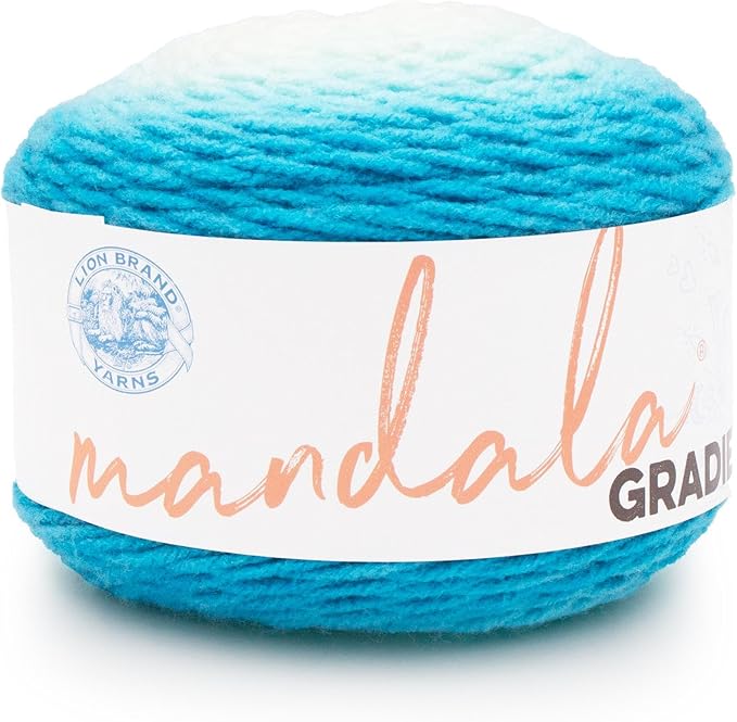 Lion Brand Yarn Mandala Gradient, Multicolor Yarn for Knitting, Crochet and Crafting, Aqua, 1 Pack