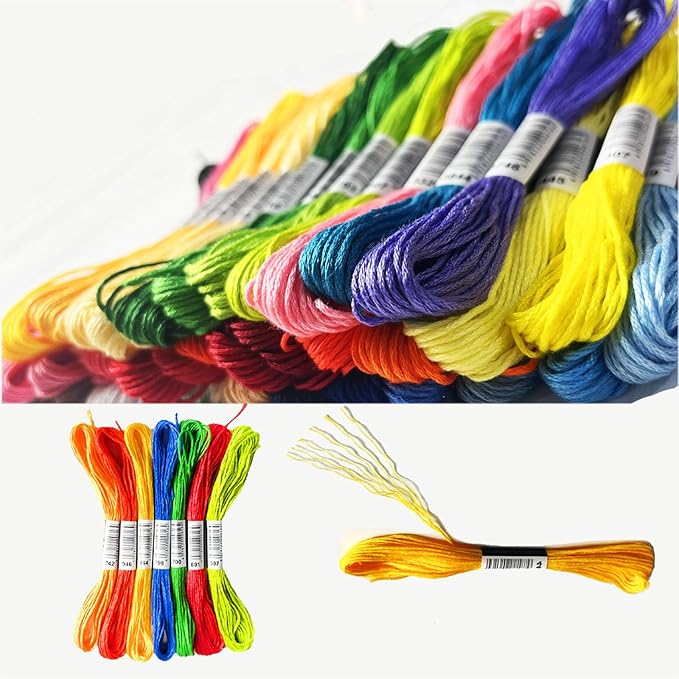 100-Color DMC Cotton Embroidery Thread Set - 8m Skeins with Center Numbered Labels for Perfect Color Matching
