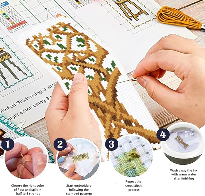 ORIGACH 6 Set Tree of Life Cross Stitch Bookmark Kit for Beginner with Backing Felt Floss Instructions DIY Stamped Embroidery Bookmark Kit for Adults, Book Lovers