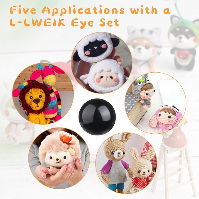 320Pcs 6mm Safety Eyes for Amigurumi Black Craft Doll Eyes for Crochet Animals with Washers, Stuffed Animal Eyes for Plush Dolls Bear Doll Making Supplies