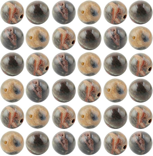 Natural Stone Beads 100pcs 6mm Ocean Jade Round Genuine Real Stone Beading Loose Gemstone Hole Size 1mm DIY Smooth Beads for Bracelet Necklace Earrings Jewelry Making (Ocean Jade, 6mm)