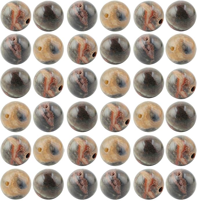 Natural Stone Beads 100pcs 10mm Ocean Jade Round Genuine Real Stone Beading Loose Gemstone Hole Size 1mm DIY Smooth Beads for Bracelet Necklace Earrings Jewelry Making (Ocean Jade, 10mm)