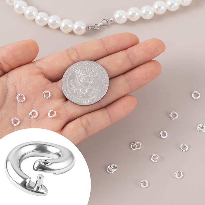 25 Pcs Silver Jump Rings for Jewelry Making, OD 5.5mm ID 3mm Locking Jump Rings, Jump Ring for Charms, Necklace, Pendants, Bracelet, Keychain, Jewelry Making