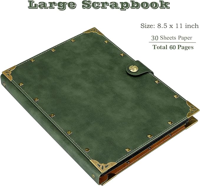 ZEEYUAN DIY Scrapbook Leather Scrap Book Photo Album 60 Pages, Mothers Day Gifts for Mom Scrapbook Photo Album Vintage Travelling Journal Scrap Book