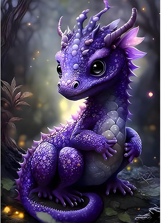 SENQAO Dragon Diamond Painting Kits for Adults, Dragon Diamond Art Kits Animal Diamond Art with Full Drill Round Diamonds, Dragon Diamond Dots Art Kits for Home Wall Decor 12X16inch