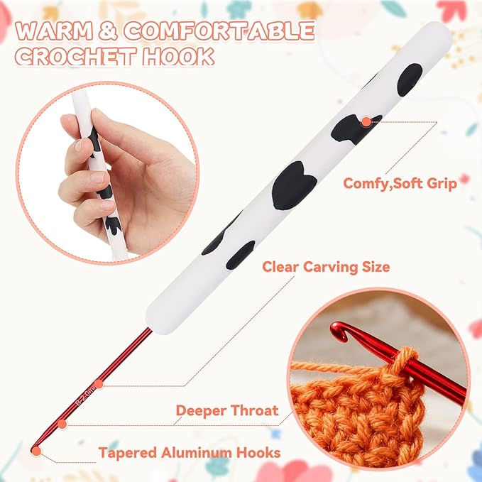 Coopay Crochet Hooks, Crochet Hook with Soft Polymer Clay Handle and Attached Bracelet - Stylish & Practical - 2.0mm (B-1)