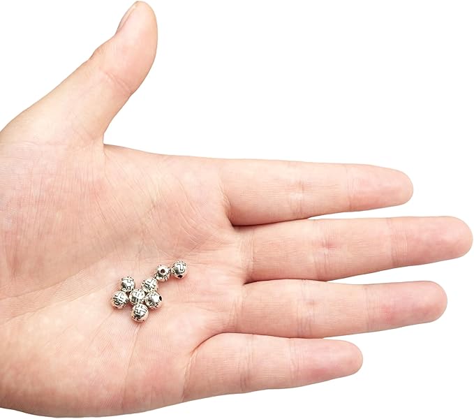 100pcs 6mm Silver Cross Beads – Engraved Zinc Catholic Rosary Beads for Jewelry Making, DIY Necklace, Bracelet & Rosary Accessories
