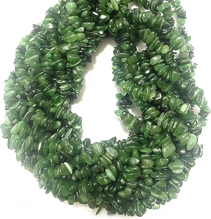 7-8mm Natural Green Canada Jade Gemstone Chips Beads Healing Crystals Waist Bracelets Necklace Kit Irregular Stone DIY Crafts Design Jewelry Making
