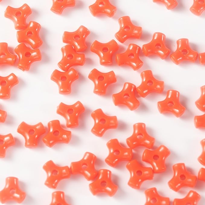 1300 Pcs Acrylic 10mm Plastic 3-Sided Kandi Tri Beads Tri-Shaped Beads Bone Beads Bulk for Wreath Candy Cane Rainbow Holiday Tree Decorations Bead Ornament Jewelry Making Kit (Opaque Red)