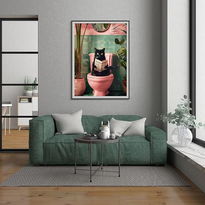 ARPADAMO Diamond Art Kits for Adults,5D Cat Diamond Painting DIY Black Cat Diamond Art Diamond Painting Kits for Adult,Round Full Drill Diamonds, Diamond Art Kits for Home Decor-12x16inch