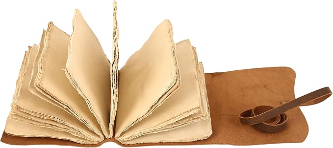 KomalC Handmade Leather Journal | Writing Notebook Diary | Bound Daily Notepad For Men & Women Unlined Paper Medium, writing pad for artist, sketch