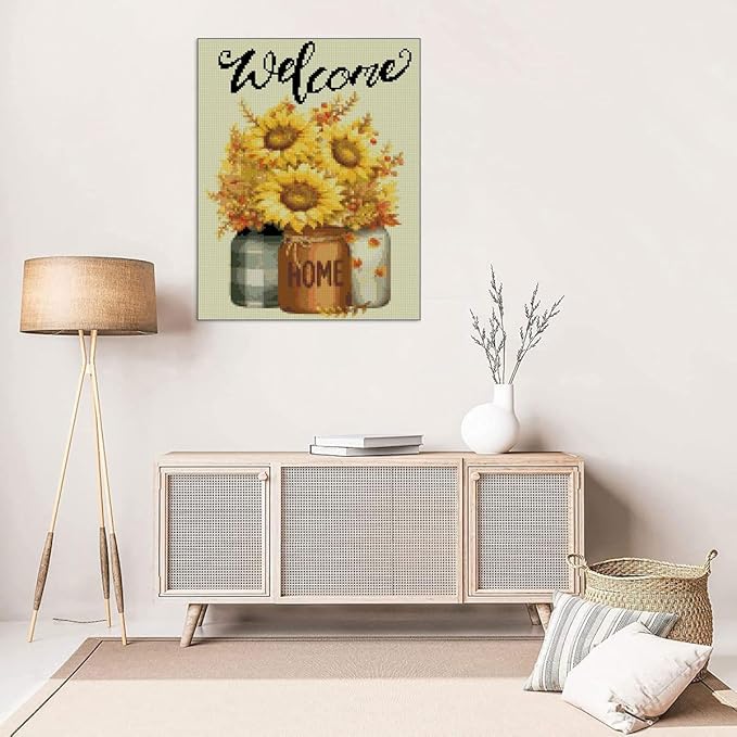 mybisymqq flowers stamped cross stitch kits cross stitch patterns,full line diy cross stitch stitching kit for home decor cross stitch patterns 11.8x15.7 inches