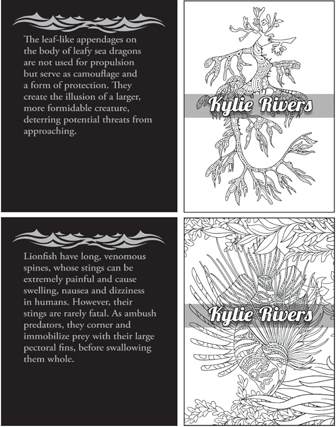 100 Ocean Animals: Relaxing Adult Coloring Book for Women & Men - Spiral Bound | Fun Facts & Stress Relief Coloring of Octopuses, Whales, Dolphins, Sea Turtles, Sharks, Stingrays, Axolotls & More