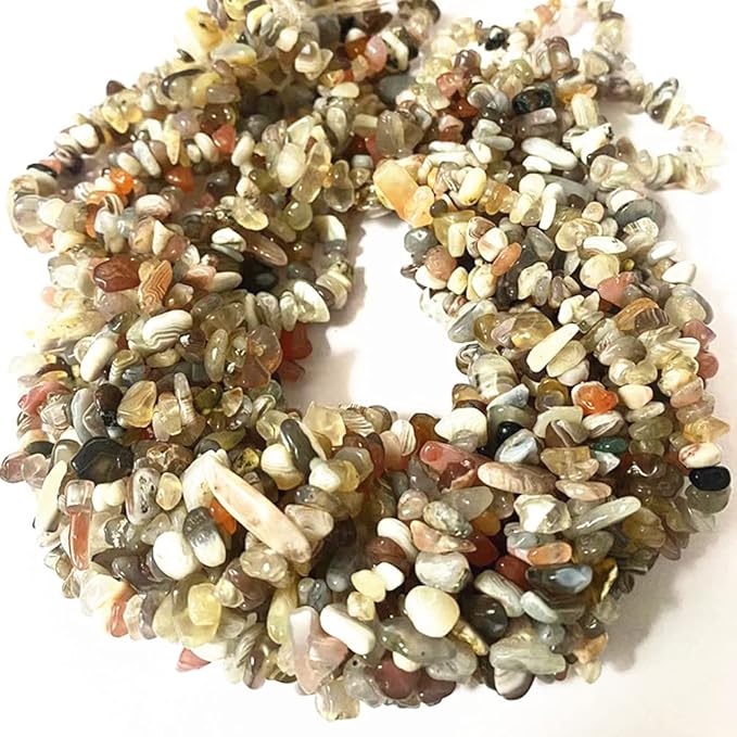7-8mm Natural Botswana Agate Gemstone Chips Beads Healing Crystals Waist Bracelets Necklace Kit Irregular Stone DIY Crafts Design Jewelry Making